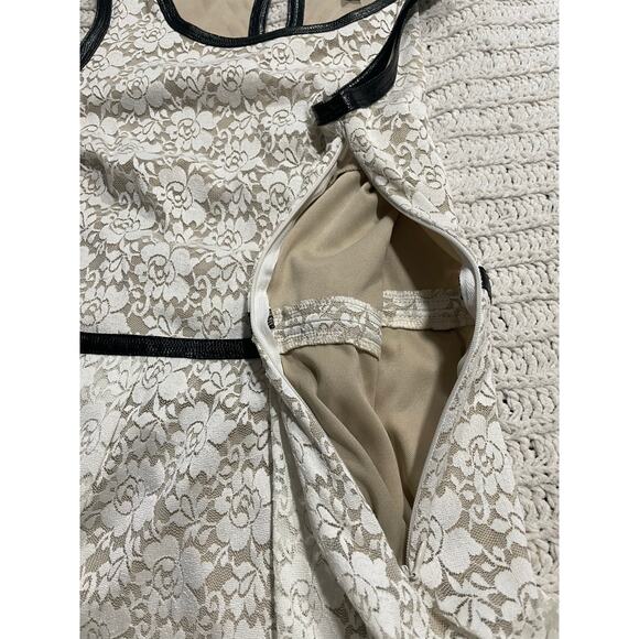 Cynthia Rowley Sleeveless Sheath Dress Lace Lined Cocktail Sz 6 White Tan Black - Picture 7 of 8